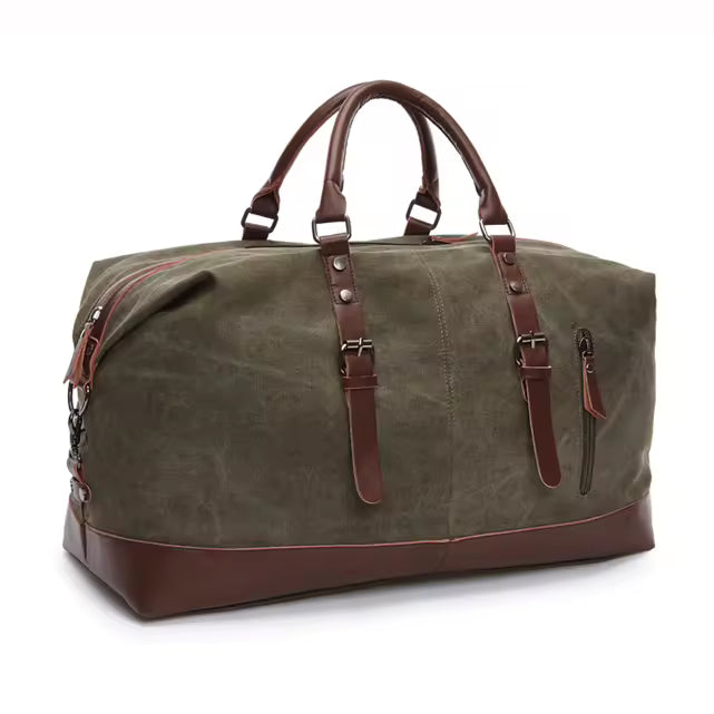 Canvas Leather Weekender Duffle Bag | Travel, Gym & Carry-On Bag