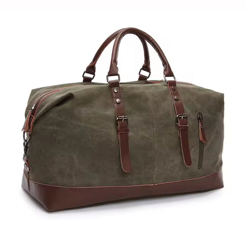 Canvas Leather Weekender Duffle Bag | Travel, Gym & Carry-On Bag