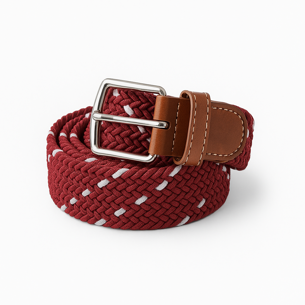 Woven Stretch Belt - Burgundy