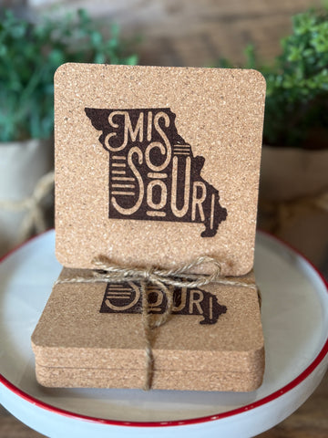Missouri Cork Coaster Set - Square