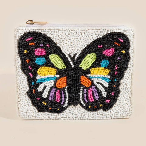 Seed Beaded Butterfly Coin Purse