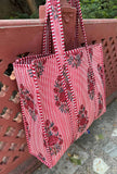 Pink Pure Cotton Handmade Bag Quilted Bag Floral Printed Bag