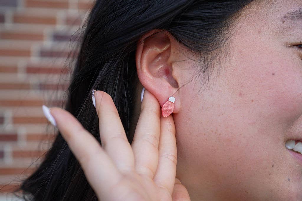 Christmas Light Studs - Red Shimmer // Christmas, Holiday, Jewelry, Earrings