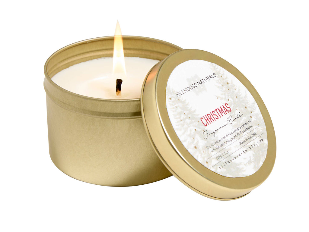 Christmas Candle In Gold Tin 5oz. Ctn.6