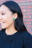 Bow Studs - Green Glitter // Jewelry, Earrings, Game Day, Christmas