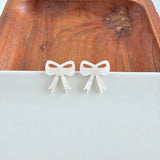 Bow Studs - White Shimmer // Christmas, Holiday, Jewelry, Earrings