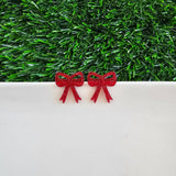 Bow Studs - Red Glitter // Jewelry, Earrings, Game Day, Christmas