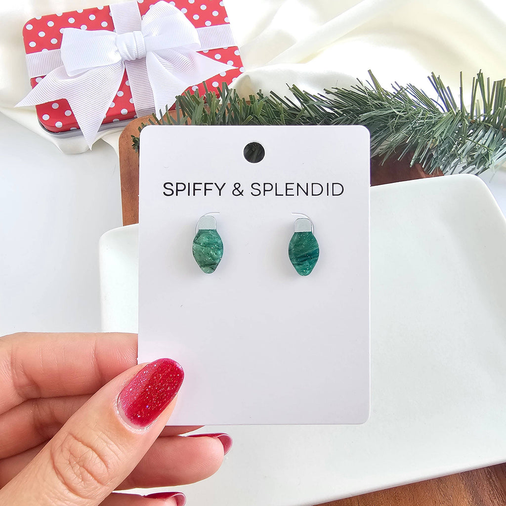 Christmas Light Studs - Green Shimmer // Christmas, Holiday, Jewelry, Earrings
