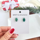 Christmas Light Studs - Green Shimmer // Christmas, Holiday, Jewelry, Earrings