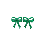 Bow Studs - Green Glitter // Jewelry, Earrings, Game Day, Christmas
