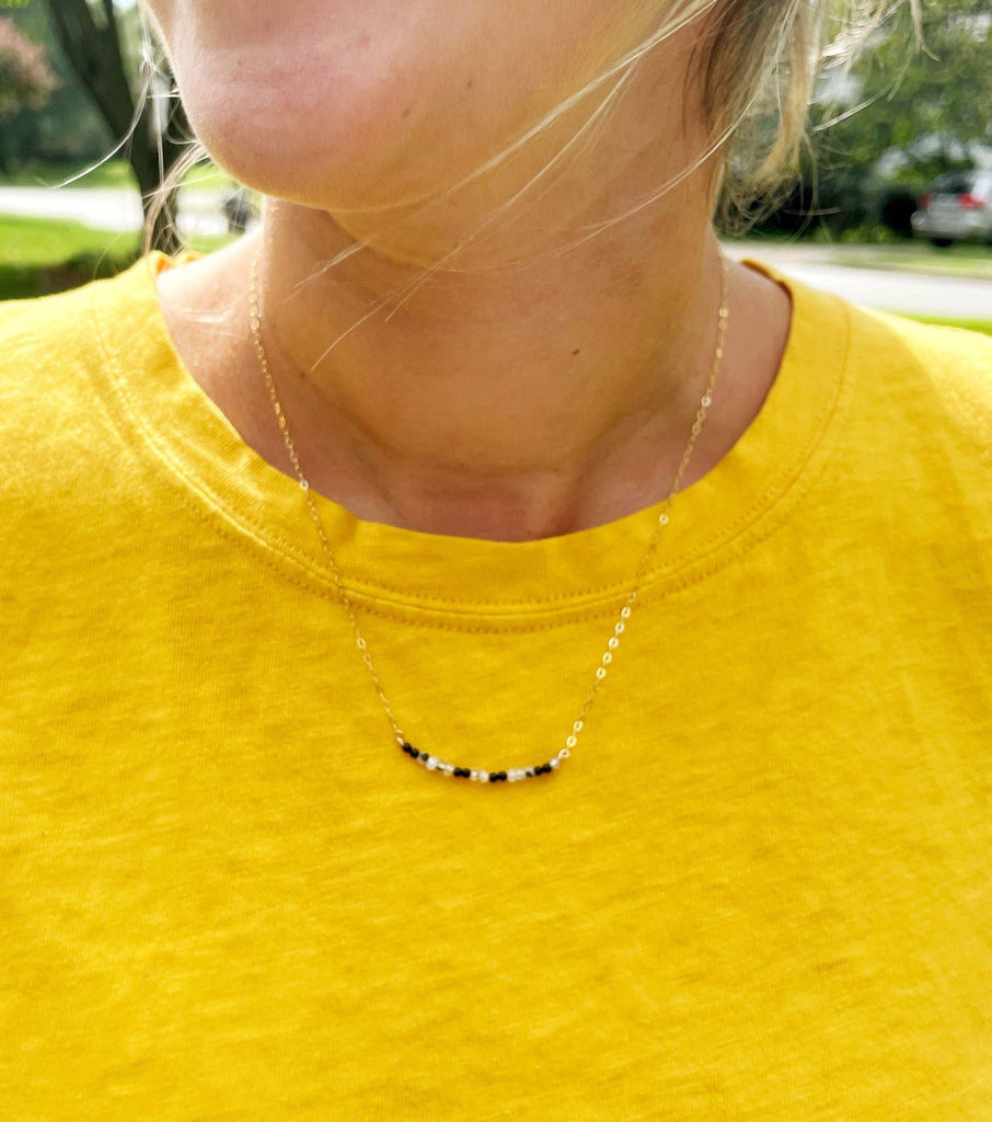 Morse Code Dainty Stone Necklace // Mama
