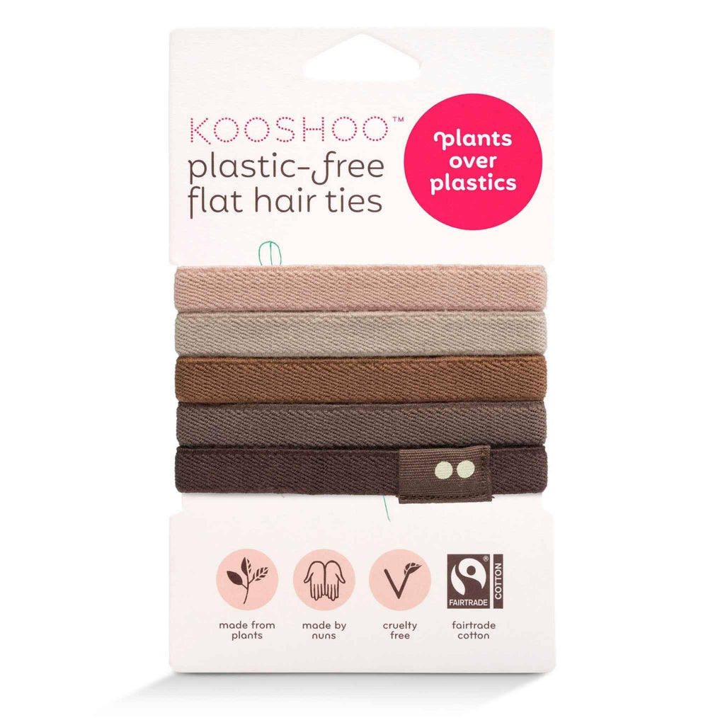 Plastic-free Flat Hair Ties - Earth Tints