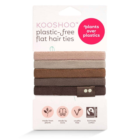 Plastic-free Flat Hair Ties - Earth Tints