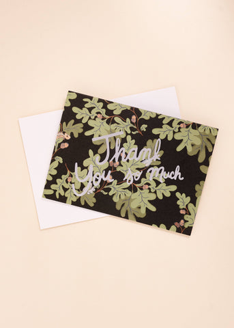 Oak Leaves Foil Thank You Note
