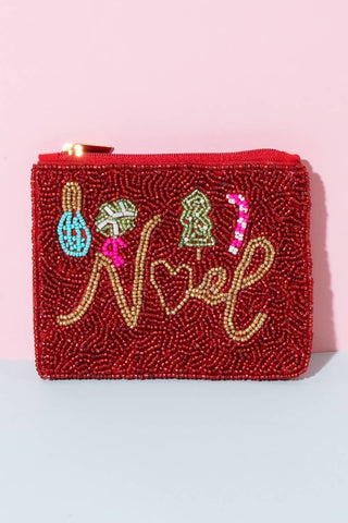 Christmas Noel Beaded Coin Purse
