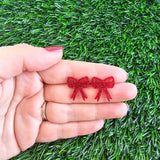 Bow Studs - Red Glitter // Jewelry, Earrings, Game Day, Christmas