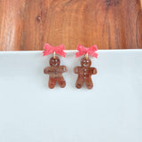 Bow Gingerbread Earrings - Red Shimmer // Christmas, Holiday, Jewelry