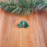 Christmas Tree Studs - Green Shimmer // Holiday, Jewelry, Earrings