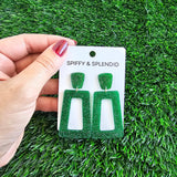 Avery Earrings - Green Glitter // Jewelry, Game Day
