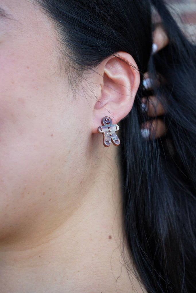 Gingerbread Studs - Brown Shimmer // Christmas, Holiday, Jewelry, Earrings
