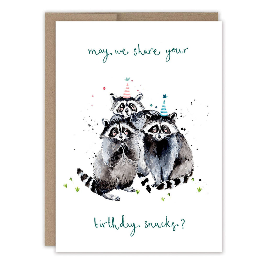 Raccoons Snacks Birthday Card