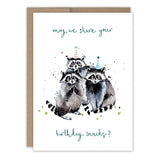 Raccoons Snacks Birthday Card