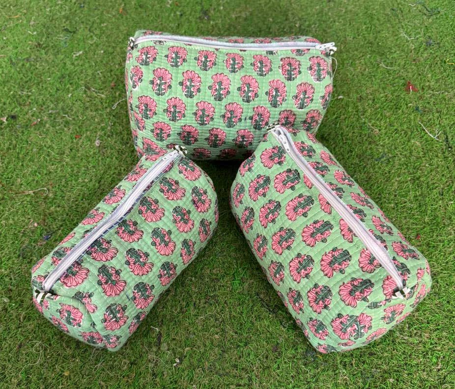 Small Floral Printed Cotton Bag Cosmetic Bag Handbag Pouches