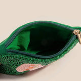 Green And Pink Seed Beaded Ribbon Bow Coin Purse