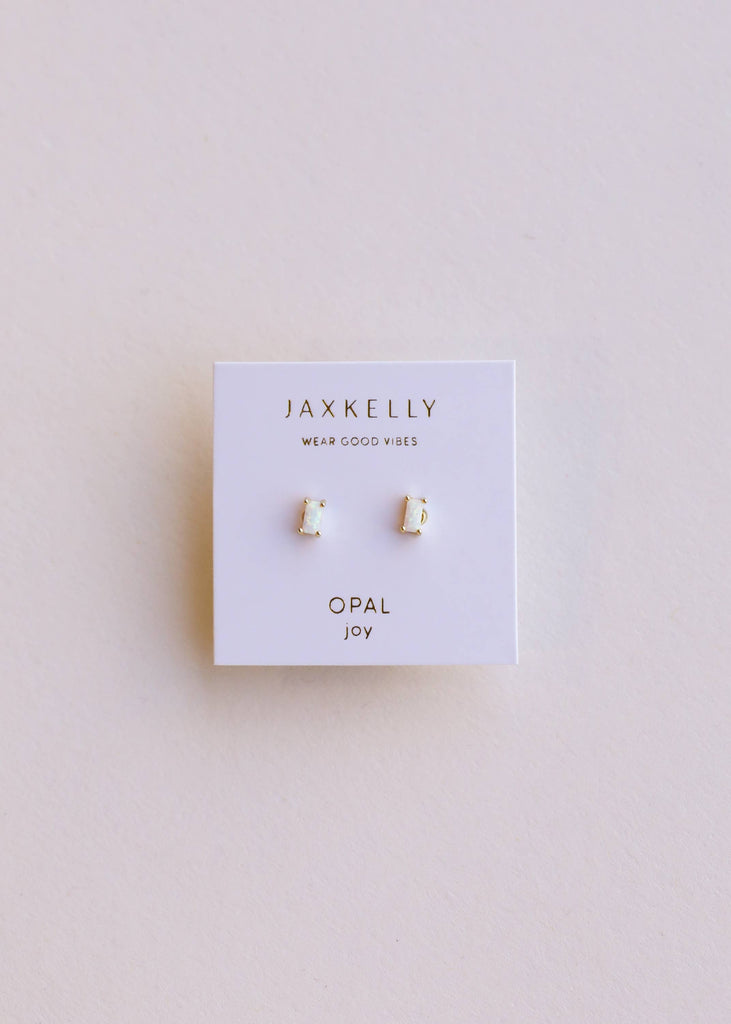 Baguette - White Opal - Earrings