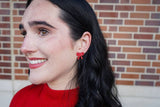 Bow Studs - Red Shimmer // Christmas, Holiday, Jewelry, Earrings