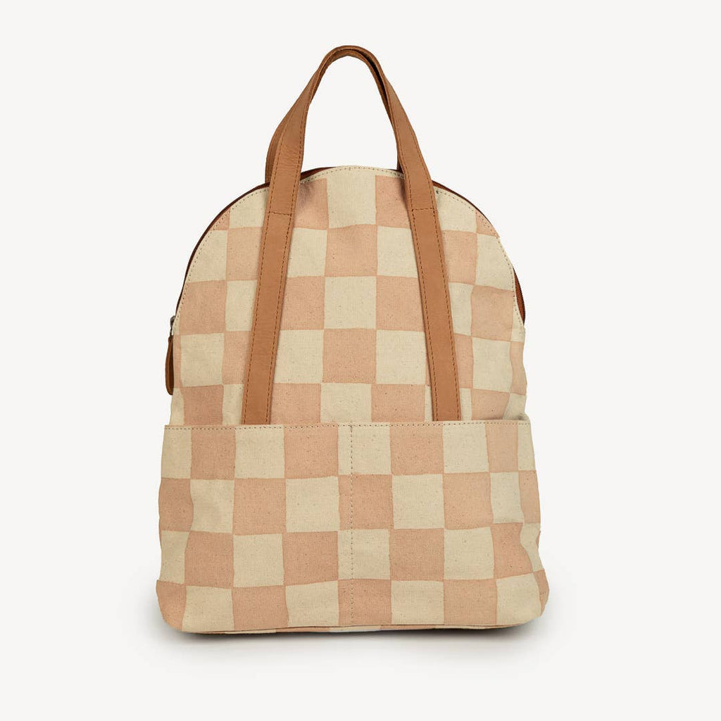 Fabric Halfmoon Backpack - Large Checkerboard Print