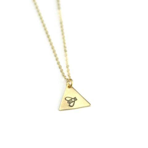 Little Bee - Brass Stamped Necklace