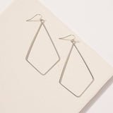 Rhombus Brass Dangling Earrings - Silver