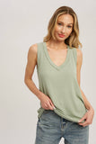 ESSENTIAL RIBBED JERSEY TANK - Sage