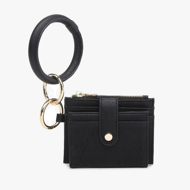 Sammie Mini Snap Wallet w/ Ring - Black