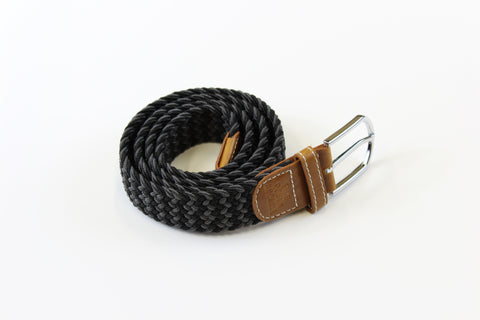 Woven Stretch Belt - Black/Grey