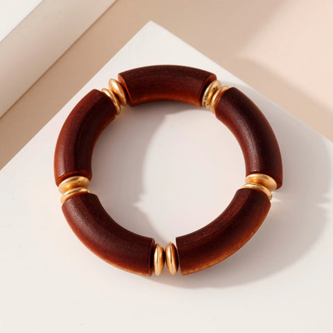 Wood Beaded Stretch Bracelet