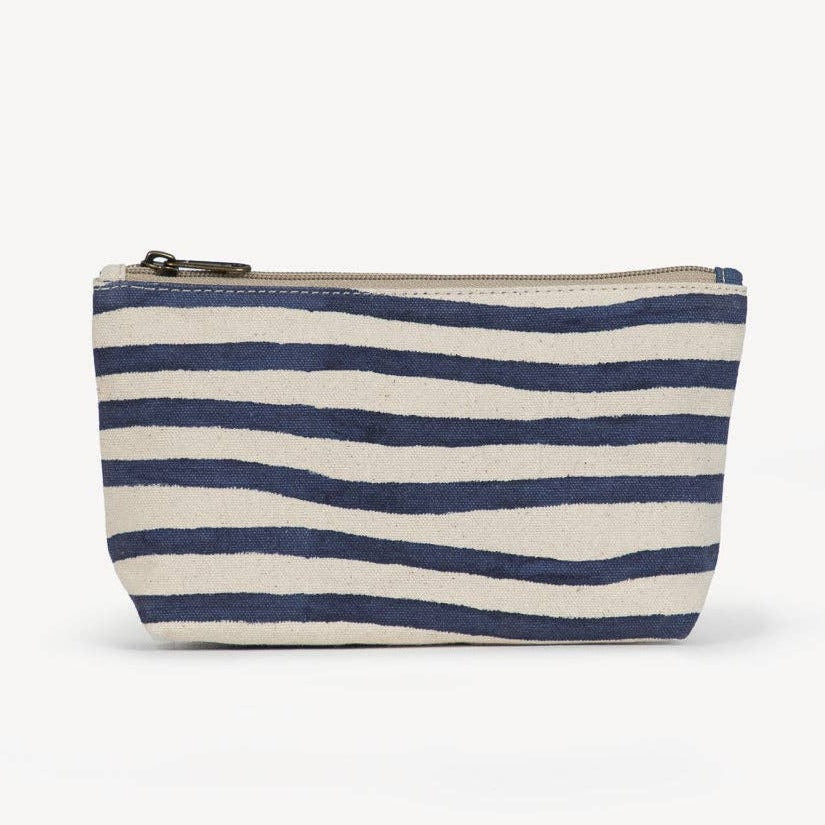 Small Make Up Pouch - Small Cobalt Stripe Print