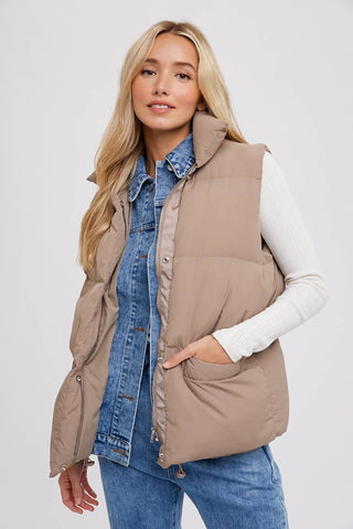 Denim Layered Puffer Vest