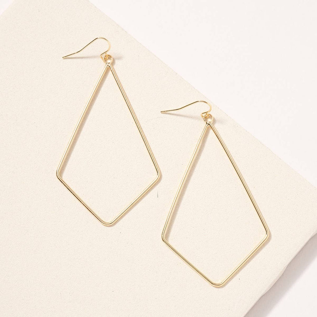 Rhombus Brass Dangling Earrings - Gold