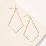 Rhombus Brass Dangling Earrings - Gold