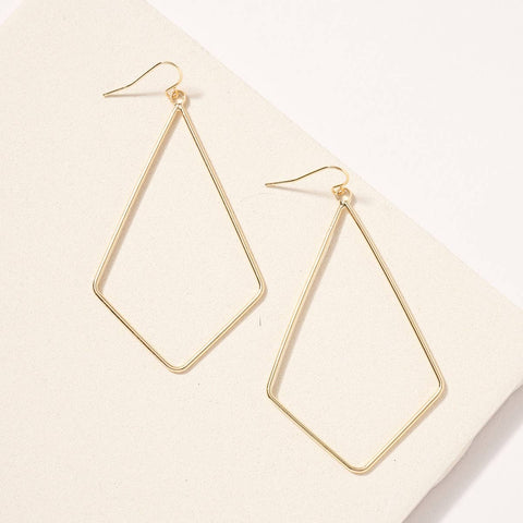 Rhombus Brass Dangling Earrings - Gold