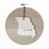 Hoop w/ Flax Linen Fabric + Missouri Ornament
